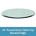TroySys Beveled Polished Tempered Glass Table Top, 24" L Round, 1/4" H Thick