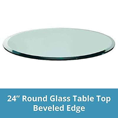 TroySys Beveled Polished Tempered Glass Table Top, 24" L Round, 1/4" H Thick