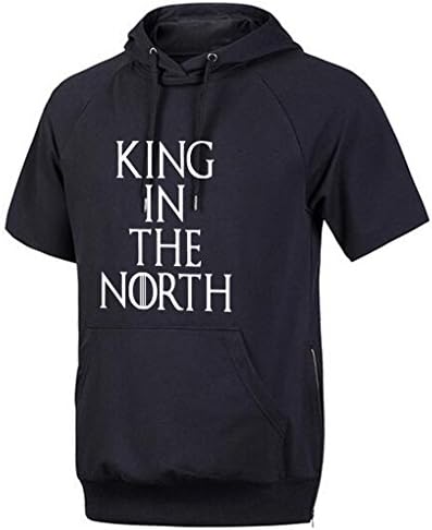 Conquershop Men's King In The North Short Sleeve Hoodie (Black Small)