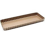 Plataplus Long Rectangle Tart Pan with Removable Bottom 14.4” Nonstick Golden