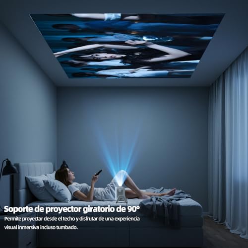 Bettdow Compatible Netflix Licencia Mini Proyector con WiFi y Bluetooth 5.2,Android 13 Proyector Portátil 1080P con Soporte 4K,Auto Keystone,Control Vocal,Netflix/Youtube/Prime Video/D+ Integrado