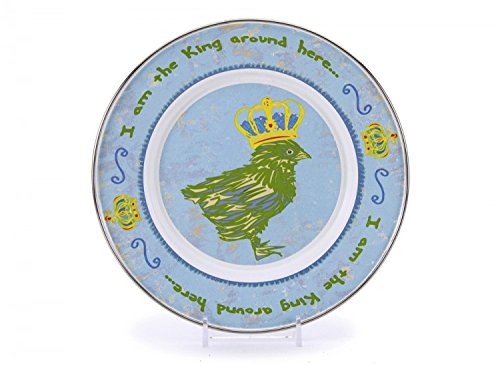 Enamelware - Chirp Boy Pattern - Kids 3 Piece Giftboxed with 4 Ounce Mug, 14 Ounce Bowl and 8 Inch Plate