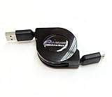 Tera Grand - USB 3.0 A to Micro USB Retractable Cable, 3 Ft Black - for Samsung Galaxy S5, Galaxy Note 3, Galaxy Note Pro 12.2, Galaxy Tab Pro 12.2, Lenovo Think Pad 8, Microsoft Surface Pro and Surface Pro 2