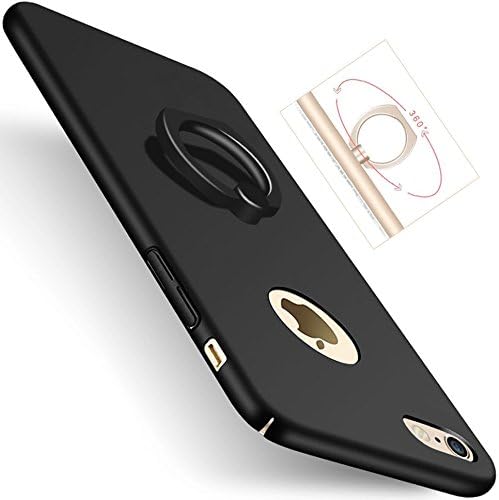 iphone 6S Case ,iphone 6 Case, HXAYR[TM] Ultra Thin [Matte] [No-fade] Hard PC Back Cover with 360 Degrees Rotating Ring Grip Holder Stand for iphone 6/6s 4.7 inch (Black)