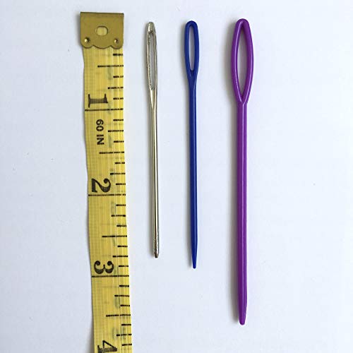 Blunt Large Eye Needles 20 Pcs - Assorted Big Eye Steel and Plastic Yarn Knitting Needles and 3 Clear Tubes
