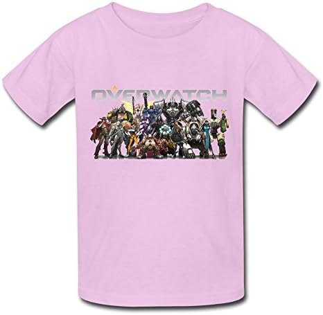 QMY Kid's Funny Quotes Overwatch Line Characters T-shirts Size S Pink