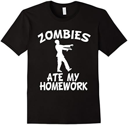 Mens Zombies Ate My Homework Funny Zombie T-Shirt Medium Black