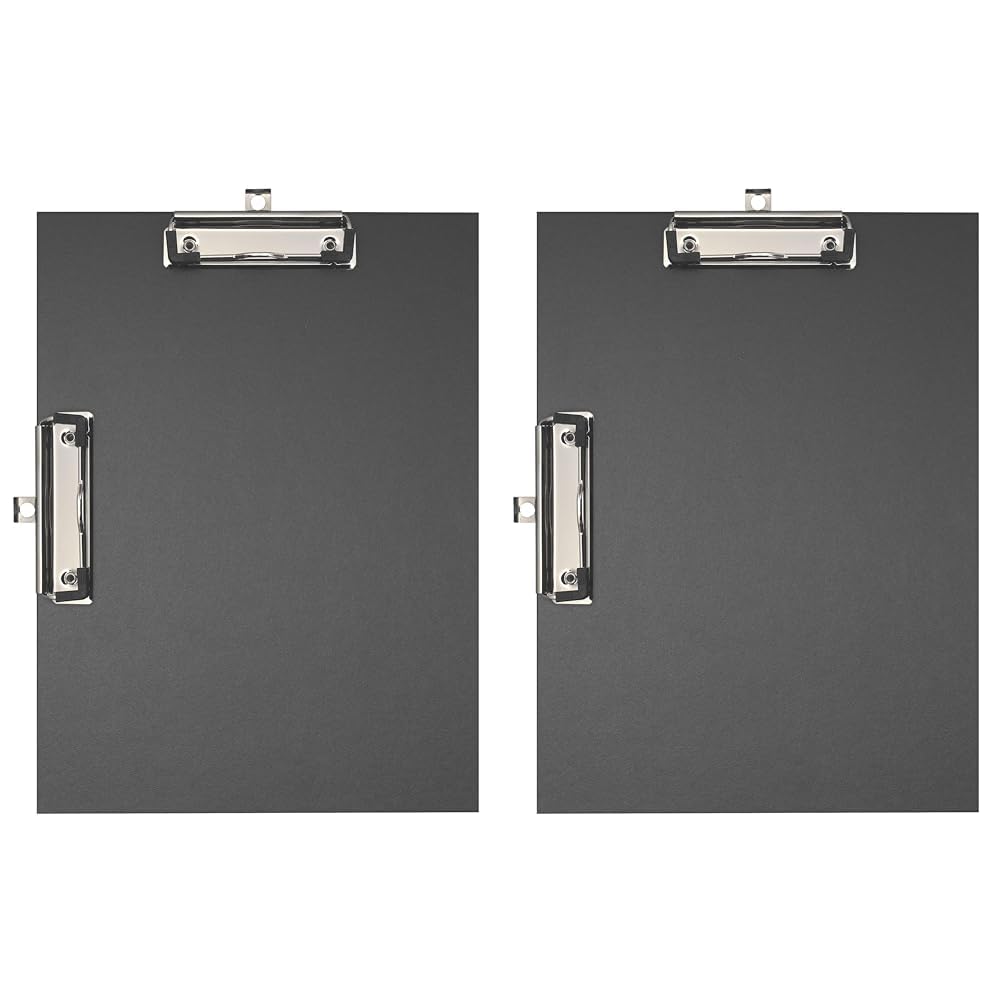 Exacompta - Ref. 18271E - 1 Coated Paper Double Clip clipboard - Size 23x32cm for A4 - Black (Pack of 2)