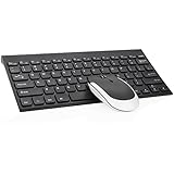Keyboard Mouse, Jelly Comb 2.4 G Ultra Thin Rechargeable Wireless Keyboard and Mouse Combo for Laptop Desktop PC Computer (Black)