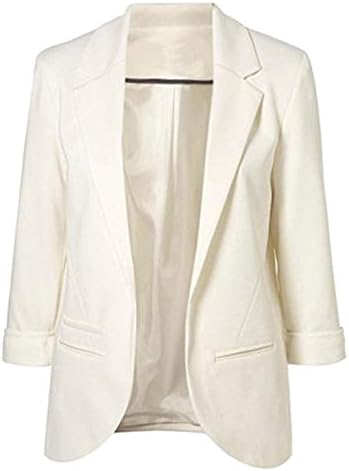 Jessica CC Women's 3/4 Sleeves Open Front Blazer Jacket Work Office Casual Blazer Suit with Pockets