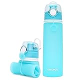 ValourGo Collapsible Water Bottle - Silicone Foldable with Leak Proof Valve BPA Free, 21 Ounce