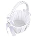 Juvale White Mini Flower Girl Basket with Satin Bow & Faux Pearl Beads - 8 x 5.2 x 6 in Satin - Wedding Decor & Petal Display