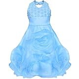 TIAOBU US Girls Organza Halter Rosettes Dress
