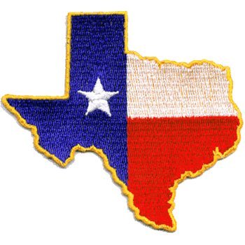 Texas State Shaped iron-on embroidered patch