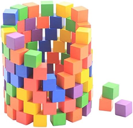 TRESS 100 Pcs 2CM Color Cube Wooden Building Block Set for Primary Mathematics Teaching Tools