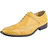 Mens Brogue &amp; Plain Genuine Leather Animal Print Lace Up Oxford Dress Shoes