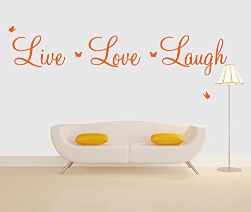 Live Laugh Love wall art sticker quote vinyl wall decor wall decal (LARGE, ORANGE)