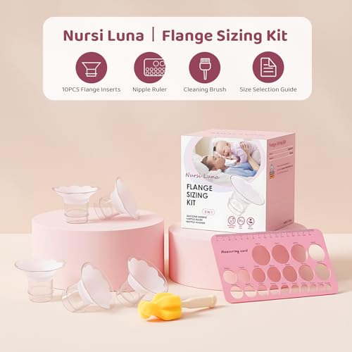 Nursi Luna Flange Sizing Kit 3-in-1 with 13/15/17/19/21mm for 24mm Electric Breast Pump Flanges/Shields, 10PCS Soft Silicone Flange Inserts for More Comfortable Pumping, BPA-Free, Essential for Moms