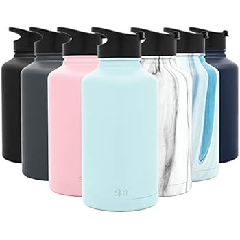 Simple Modern 64 Ounce Summit Water Bottle - Stainless Steel Half Gallon Flask +2 Lids - Wide Mouth Double Wall Vacuum Insulated Leakproof -Seaside