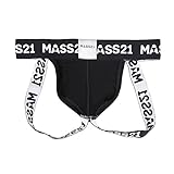 MASS21 Men’s Sport Elastic Jockstrap Thong Underwear With Cup Pocket Black Size XL