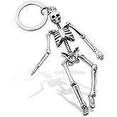 Foldable Skeleton Pendant Key Chain for Men Women Antique Silver Color Metal Alloy Skull Bag Charm Fashion