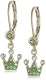 Molly Glitz Girls' 14K Gold-Plated Crystal Crown Lever-Back Earrings