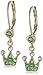 Molly Glitz Girls' 14K Gold-Plated Crystal Crown Lever-Back Earrings