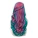 Alacos Rainbow Color Long Curly Braid Wig, 25 Inches Gothic Lolita Anime Cosplay Wig, Christmas Costume Wig for Women +Free Wig Cap (Turquoise Mix Purple Pink Green)