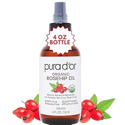 PURA D'OR 4 Oz ORGANIC Rosehip Seed Oil Hair
