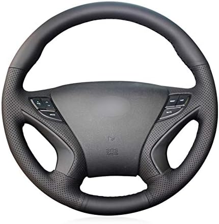 PJFSDSD Hand-stitched DIY Black Micro Fiber Leather Car Steering Wheel Cover for Hyundai Sonata 8 2011 2012 2013 2014 Accessories