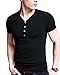 4How Mens Henley Short Sleeve Fitting t-shirt with Button Placket
