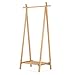 MyGift Entryway Bamboo Shoe and Coat Rack, Garment Storage Organizer Bar, Brown