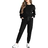 HBQ Sweatsuits For Women Sets 2 Piece Outfits Crewneck Sweatshirts Pullover Tops And Jogger Pants Tracksuits Lounge Set