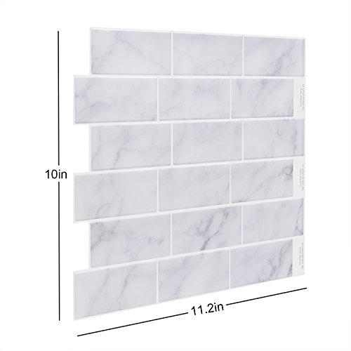 Vamos Tile Premium Anti Mold Peel and Stick Tile Backsplash,Self Adhesive Wall Tiles for Kitchen & Bathroom-11.2" x 10" (6 Sheets) - Thumbnail 2
