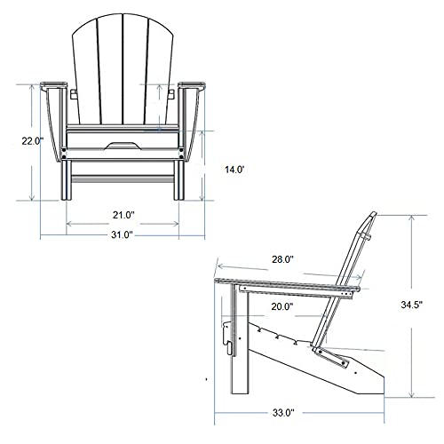 ResinTEAK Folding Adirondack Chair, All Weather Resistant, AdultSize