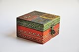 Handpainted Square Wooden Multicolored Jewelry Box, Keepsake Trinket Box, Decorative Box, Christmas Gift for her, Home decoration