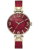 Anne Klein Women's AK/2210BMGB Gold-Tone and Burgundy Marbleized Bangle Watch