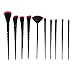 DOITOP 10Pcs Make Up Brushes Black Foundation Eyebrow Eyeliner Blush Cosmetic Concealer Brushes Super Soft Hair (black and red hair)
