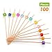 Colored Crystals 4.7 inch Bamboo Cocktail Skewers, Bamboo Cocktail Picks, Cocktail Toothpicks for Appetizer and Drinks, Fancy Cute Garnish Decorative Sticks for Party, Bar, Fruit, Sandwich. 100 PCS