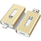 128GB iPhone USB Flash Drive, iOS Memory Stick, iPad External Storage Expansion for iOS Android PC Laptops (Gold)