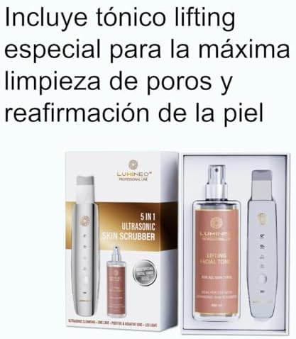 Dispositivo de Esfoliação Ultrassónica com 4 Funções: Ultrassons, Iões, EMS, LED, Remoção de Pontos Negros, Acne, Limpeza de Poros, Esfoliação (Levantamento do Kit de Iniciação)