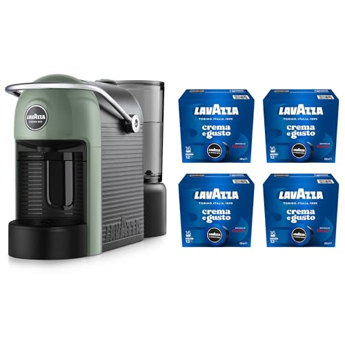 Lavazza, A Modo Mio Jolie Evo, Macchina per Caffe Realizzata con 36% di Plastica Riciclata, Macchina Espresso con 64 Capsule Lavazza, A Modo Mio Crema e Gusto Classico Incluse, Verde