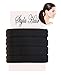 Styla Hair Ties for Thick Hair (4 Black Large) Seamless Hair Elastics Scrunchies for Heavy, Curly Hair Accessories Stretch Ponytail Holders