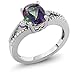 Sterling Silver Oval & Round Mystic Topaz Women's 3-Stone Ring (1.65 cttw, Available in size 5, 6, 7, 8, 9)