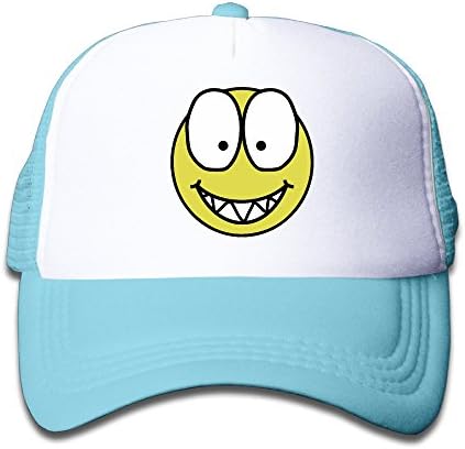 Kid's Cute Happy Smiley Emoji Face Trucker Hat SkyBlue