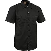 Milwaukee Leather Men’s Classic Button-Up Mechanic Durable Work Shirt - Short Sleeve Cotton Twill Garage Shirt