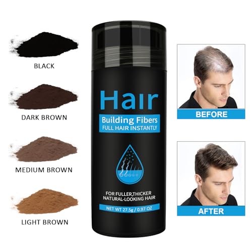 moulis Hair Fibers With Applicator, Hair Strengthening Natural Keratine, Hair Building Hair, Densifier Fiber Powder Spray for (Black)