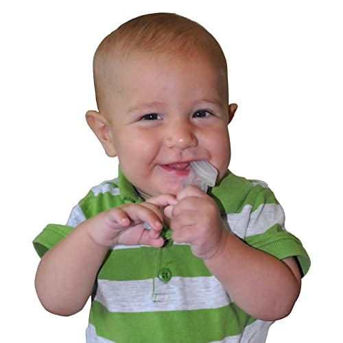 Brilliant Baby’s 1st Toothbrush - Silicone First Toothbrush for Babies and Toddlers, 4 Months Old and Up, Oral Care Must Haves Infant and Toddler, Baby Registry Essentials, Green/Clear, 2 Brushes