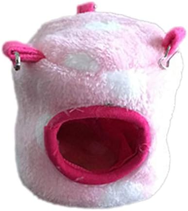CricTeQleap Mini Pet House, Pet Hamster Squirrel House Bed Small Warm Winter Velvet Polka Dot Cotton Nest Pink XS