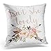 Emvency Decorative Throw Pillow Cover Square Size 18x18 Inches Boho She Lovely Baby Girl Nursery Pillowcase with Hidden Zipper Decor Cushion Gift for Home Sofa Bedroom Couch Car